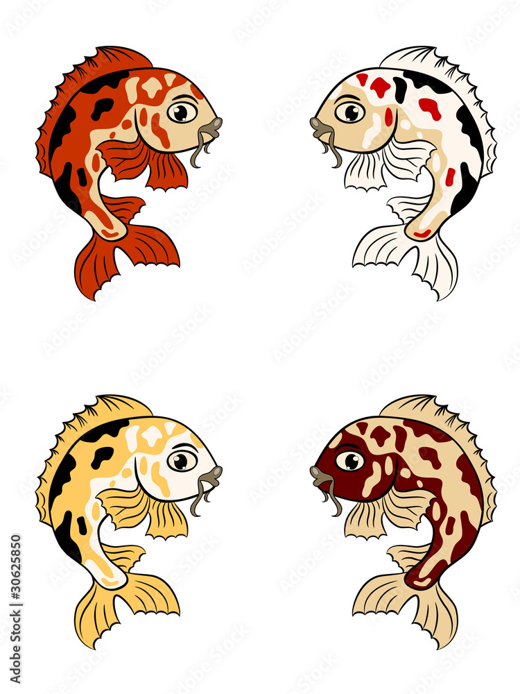 Obraz premium hand-drawn fishes in different colors