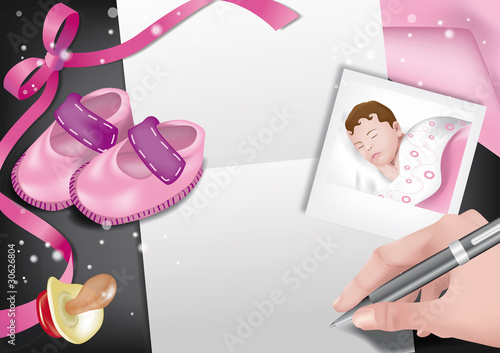 biglietto auguri nascita rosa