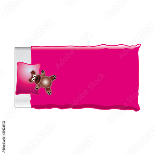Vector bed children girls pink