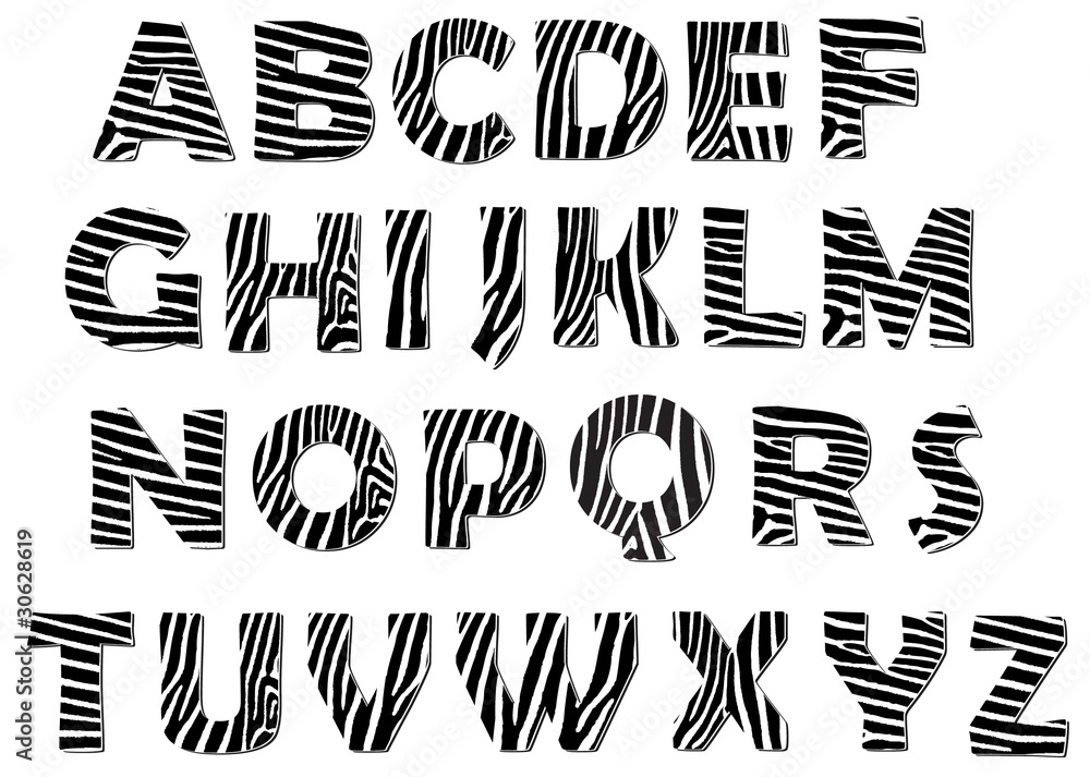 Zebra alphabet vector pack Zebra alphabet vector pack