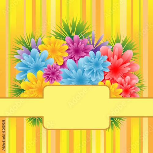 Flowers on striped background