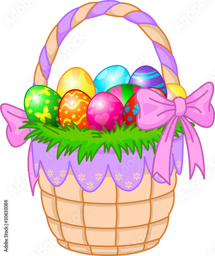 Easter Basket with colorful eggs