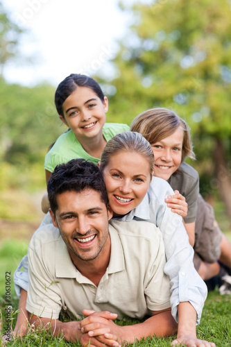 Happy family in the park