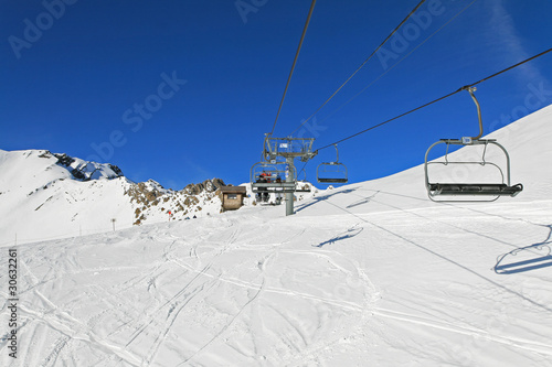 on the ski lift