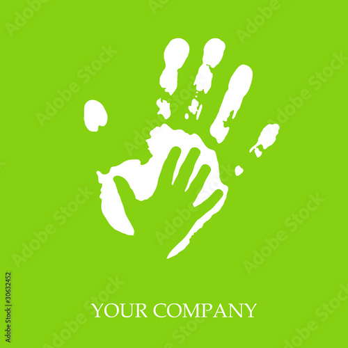 Logo imprint and child's hand  # Vector