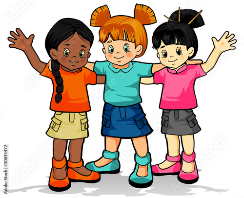 Girls together in the world