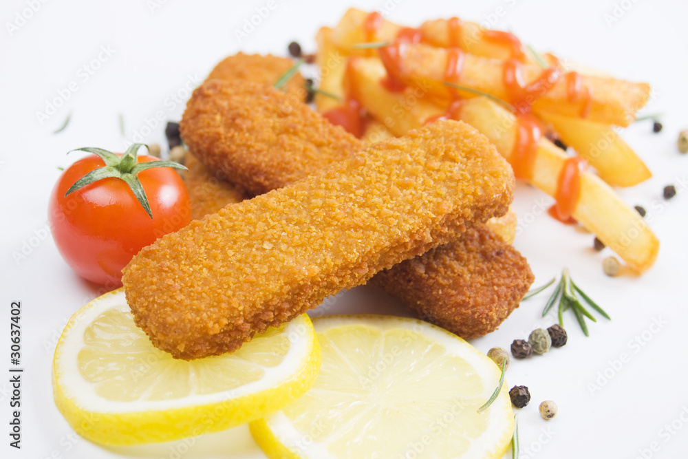 Breaded fish sticks