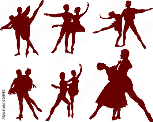 Ballet couple silhouettes