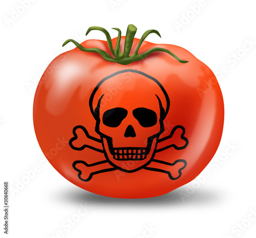Contaminated Food poisoning symbol represented with a tomato