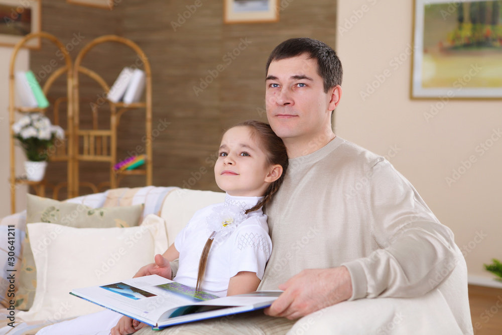 father with his daughters at home father with his daughters at home