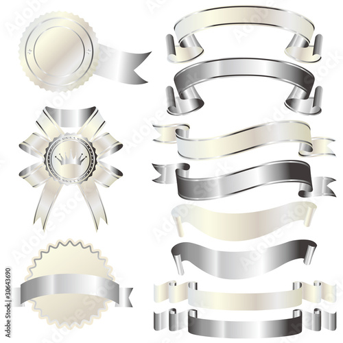 set of silver and white ribbon
