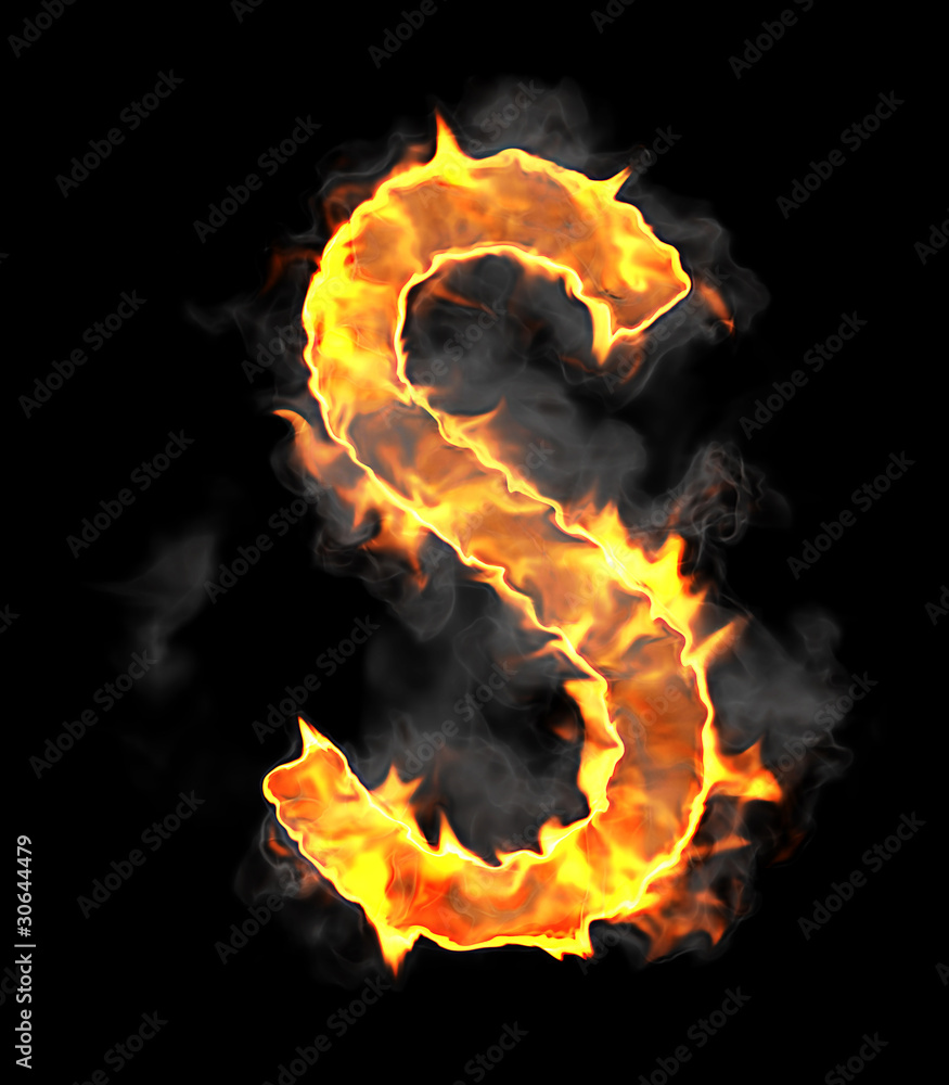 Burning and flame font S letter Burning and flame font S letter