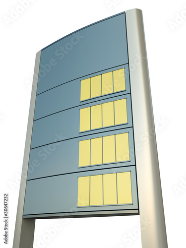 Blank gas station price sign. 3D render.