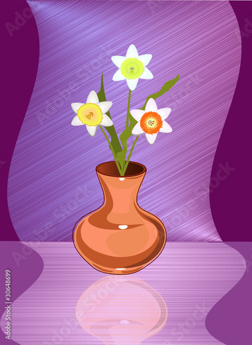 Three narcissuses in a vase