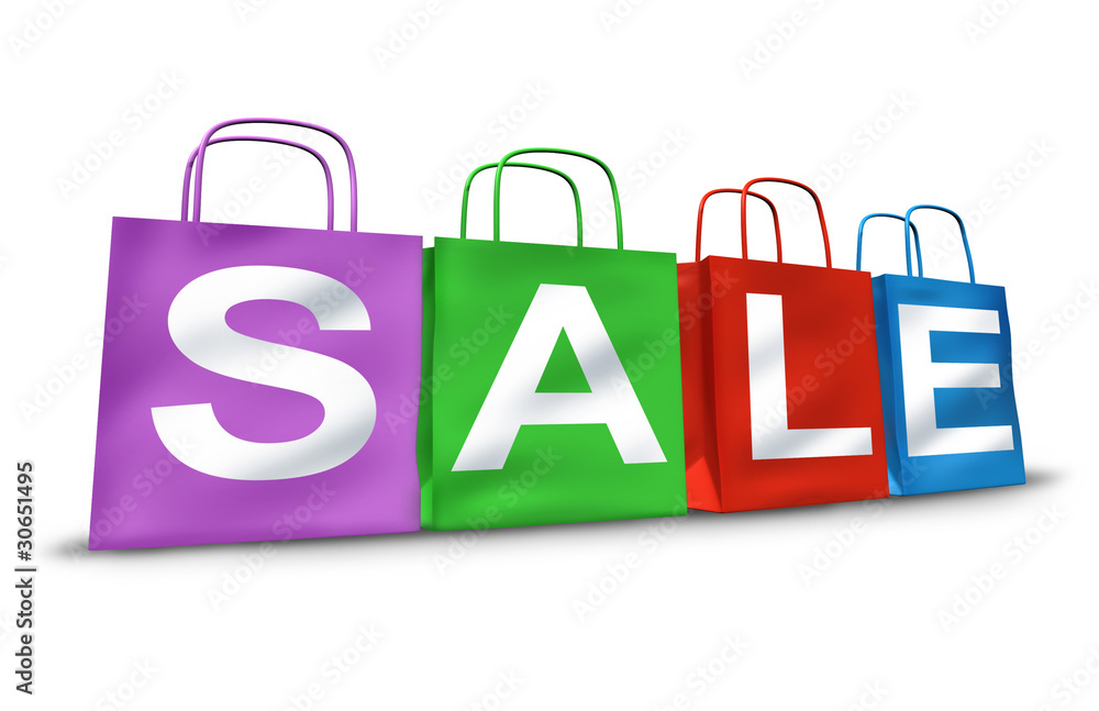 Shopping bags with the word sale on them Shopping bags with the word sale on them