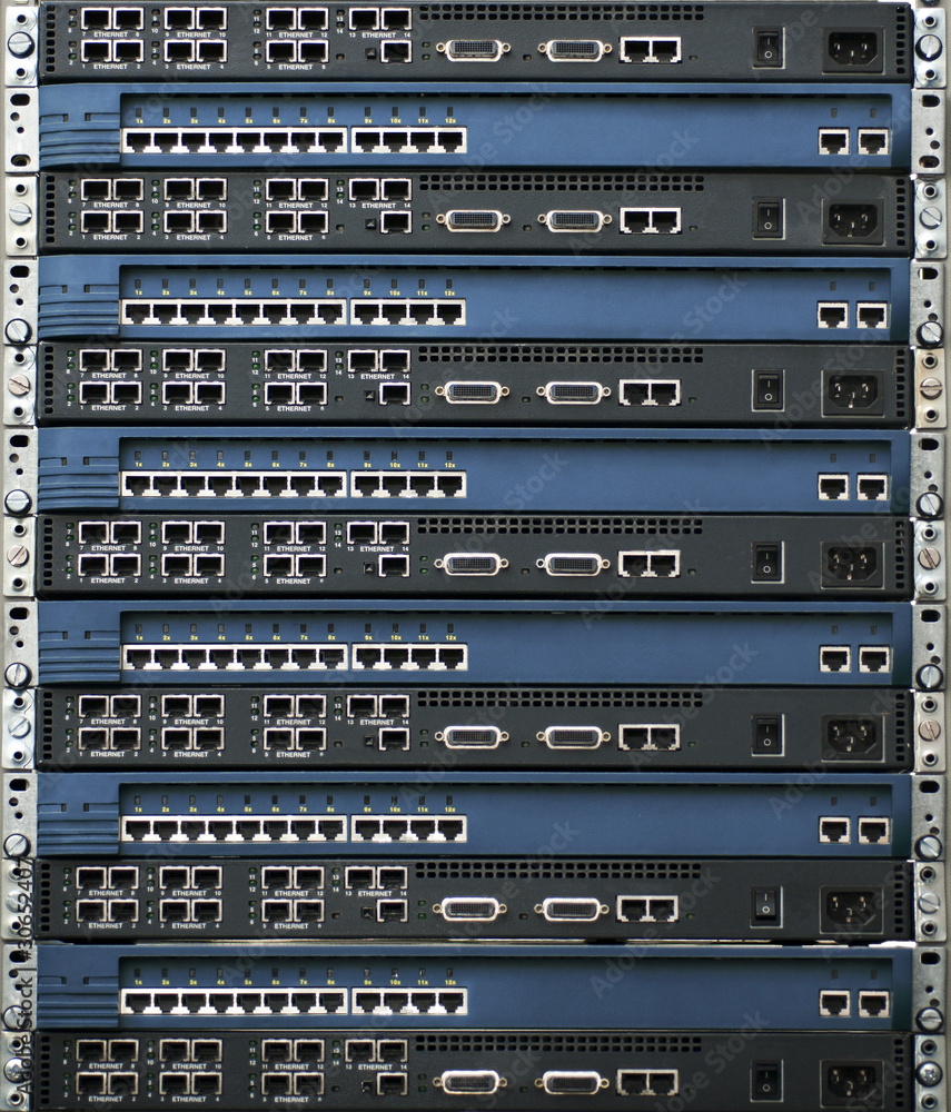 Stack of routers and switches Stack of routers and switches