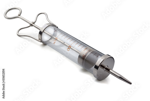 Big empty metal syringe