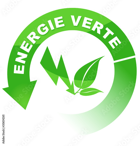 énergie verte sur vignette fléchée verte