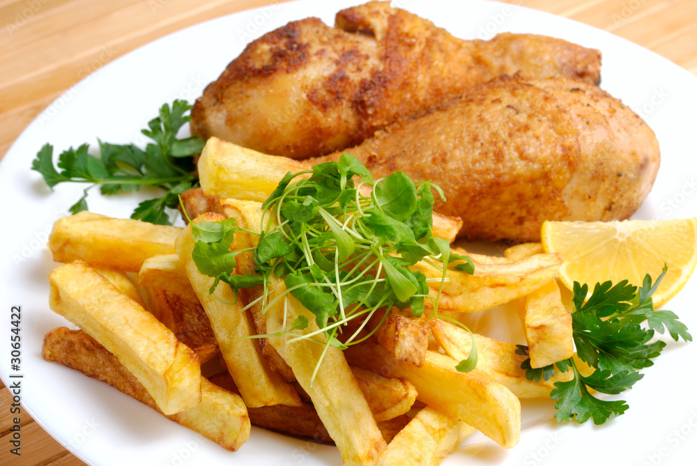 Fried chicken with potato Fried chicken with potato