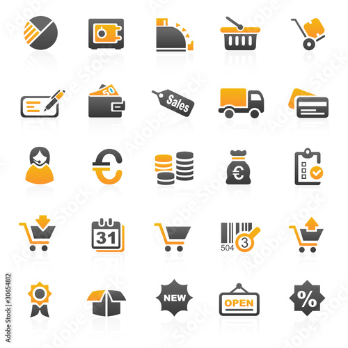 orange finance hotel icons - set 4