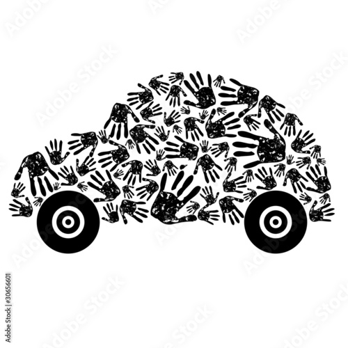 abstract car made from hands