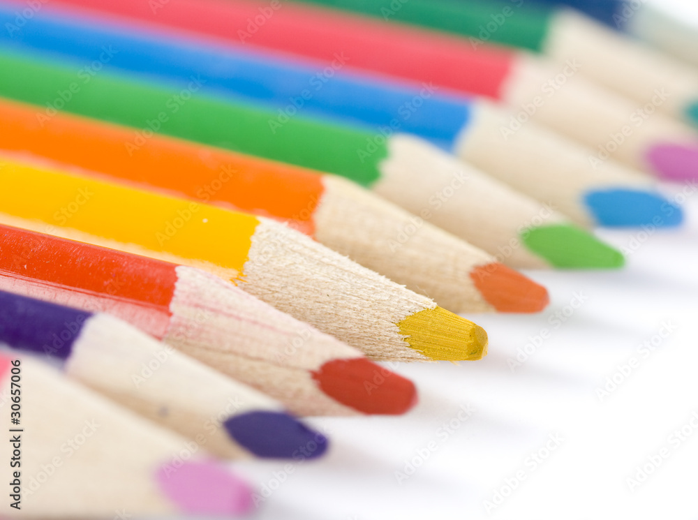 crayons on diagonal line crayons on diagonal line