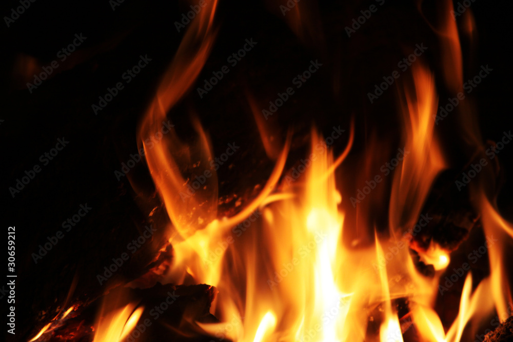 Burning flame or fire isolated on black background Burning flame or fire isolated on black background