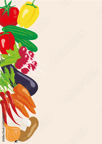 Set of various vegetables isolated on a beige background