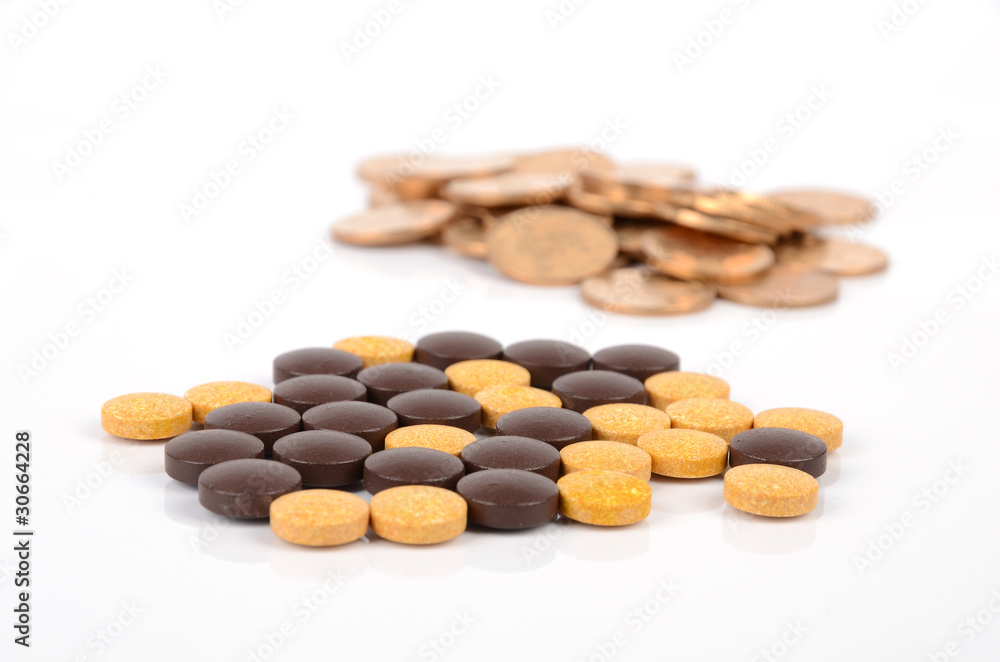 Pills and coins Pills and coins