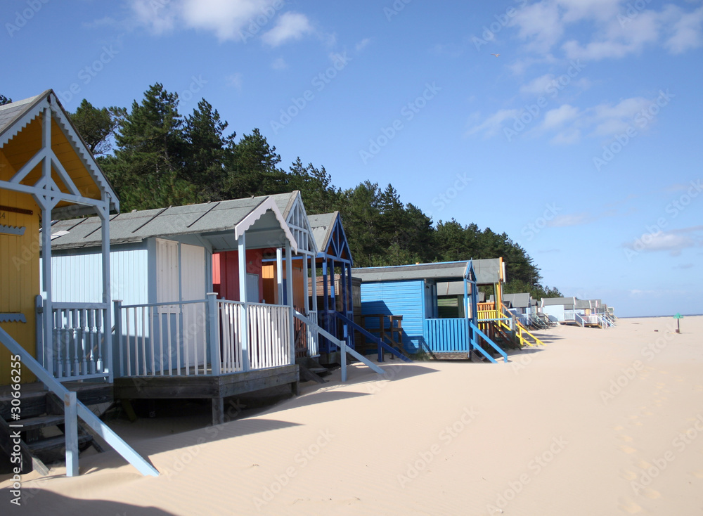 Beach huts at Wells-next-the-Sea on north coast of Norfolk