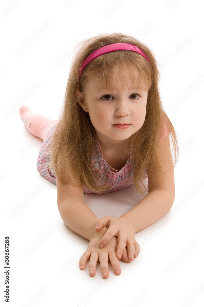 The little girl isolated on white background The little girl isolated on white background