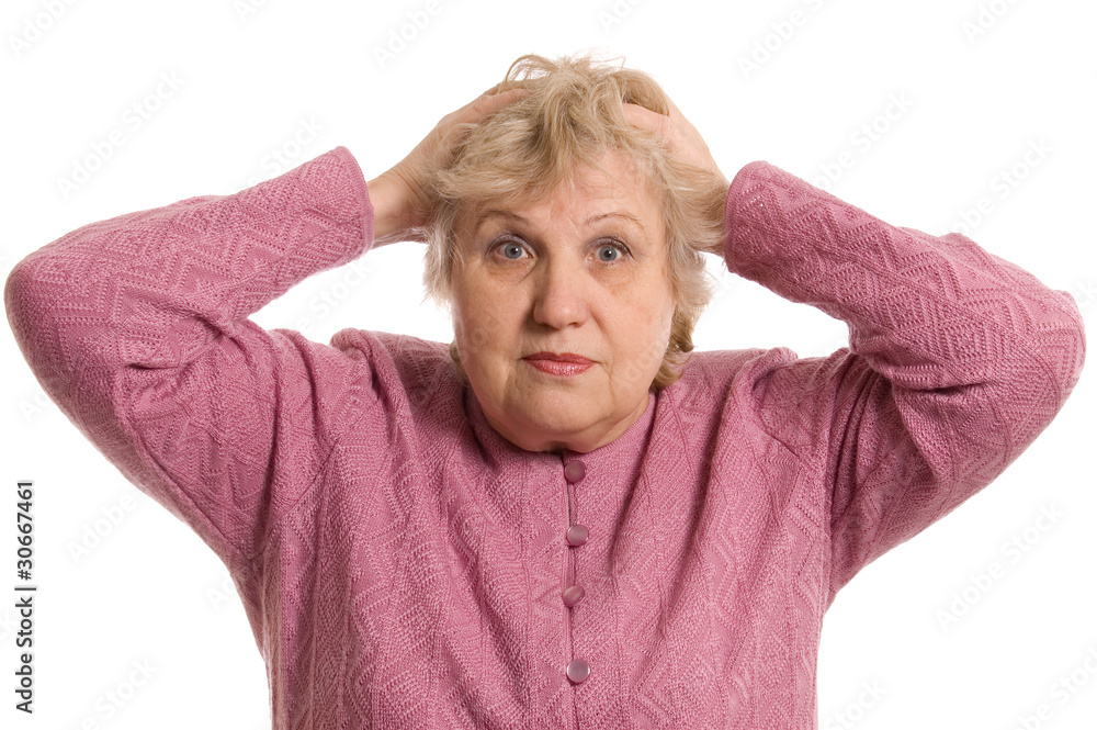 The elderly woman keeps for a head The elderly woman keeps for a head