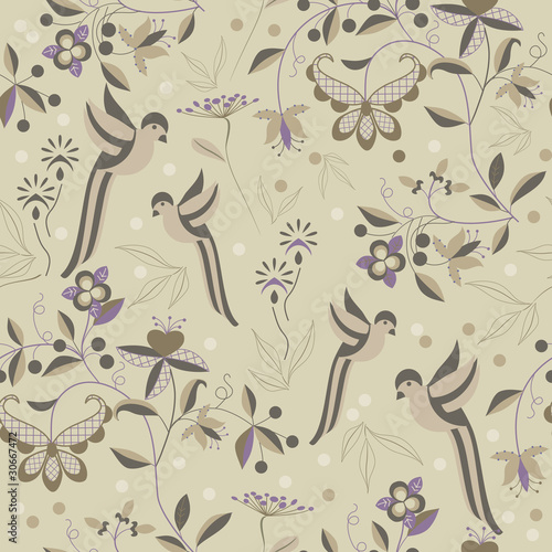 Retro floral seamless pattern