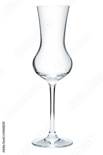 Empty liqueur glass, isolated on a white background