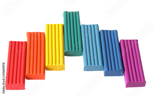 Bright color plasticine it is isolated on a white background