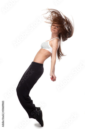 attractive jumping woman