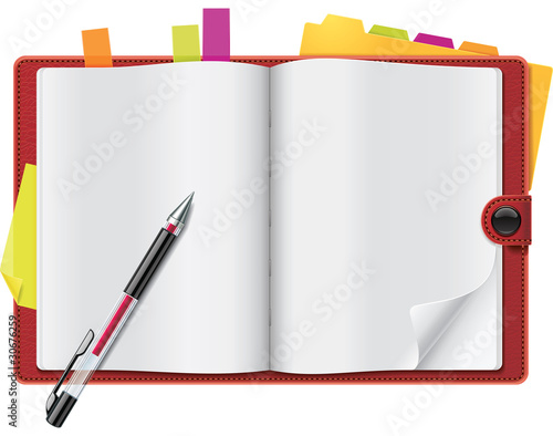 Vector open personal organizer