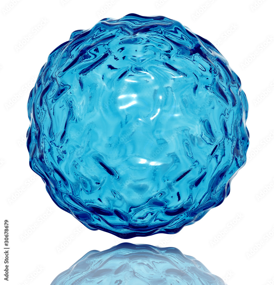 Water sphere with wavy surface. Life symbol. 3d Water sphere with wavy surface. Life symbol. 3d