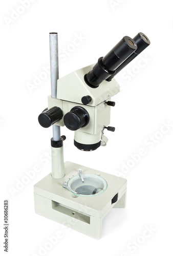 Optical microscope on white background