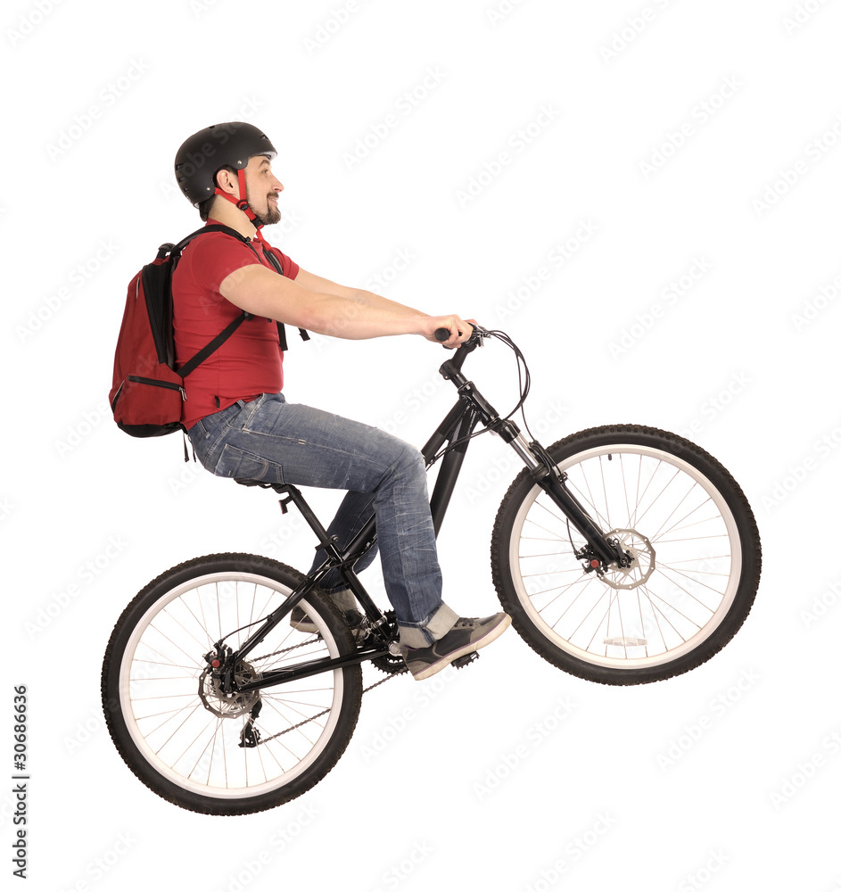 Naklejka premium bicyclist on white.