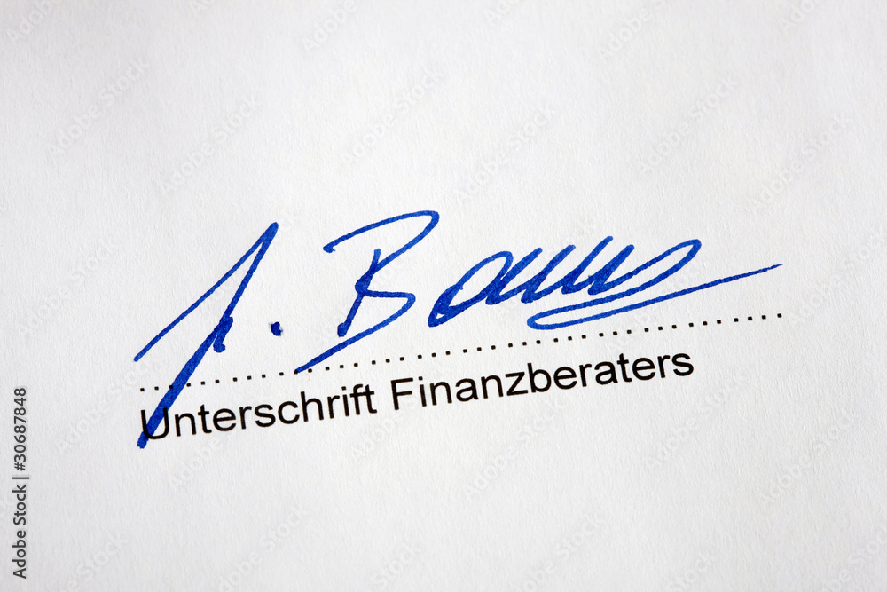 Unterschreiben eines Finanzberater Vertrages Unterschreiben eines Finanzberater Vertrages