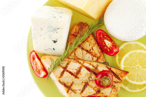 dry cheeses and salmon