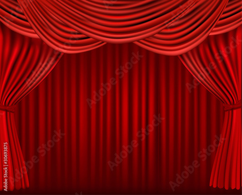 Wallpaper Mural Background with red velvet curtain. Vector illustration. Torontodigital.ca