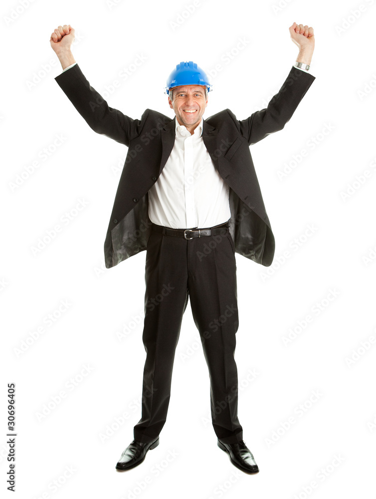 Happy architect celebrating success Happy architect celebrating success
