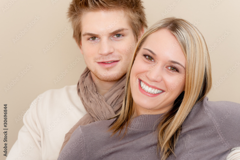 Couple in love - happy relax at home together Couple in love - happy relax at home together