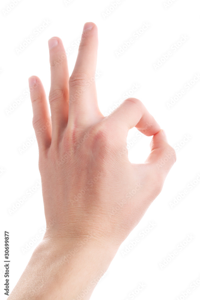 Hand sign - OK isolated on white