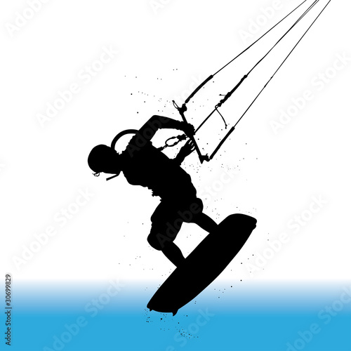 Kitesurfer, surfing