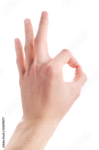 Hand sign - OK isolated on white