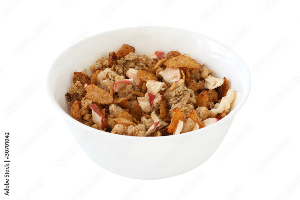Cereals with apple in a bowl Cereals with apple in a bowl