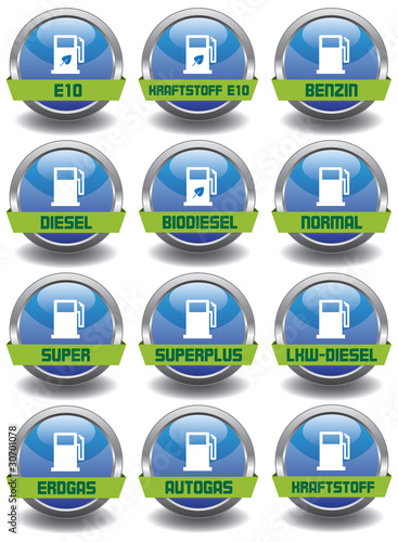Button - Kraftstoff - set blau